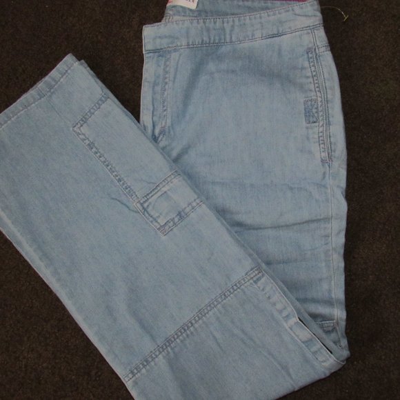 RETRO STYLE BOYFRIEND JEANS-VELCRO CLOSE LARGE POCKET LOOSE FIT-LIGHT BLUE-T.H. - Picture 10 of 13